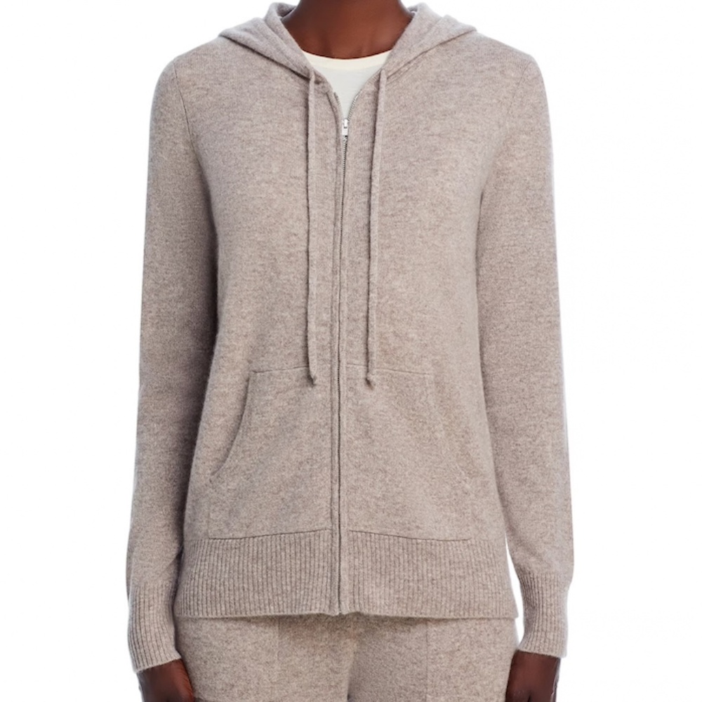 C by Bloomingdale's Cashmere Sesame Color Hoodie SMALL